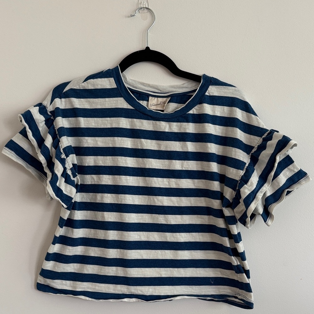 ruffle detail stripe tee shirt